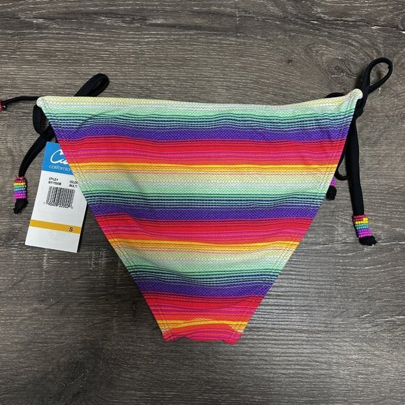 NWT California Waves String Bikini Bottoms Small Jrs Multicolor Beaded Side Ties - Picture 11 of 16